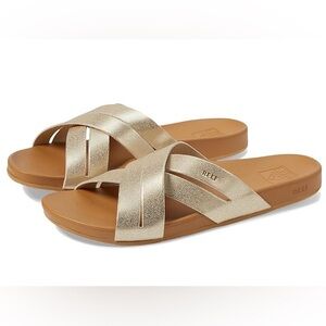 Reef Women's Cushion Spring Bloom slide sandals Gold Size 9